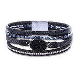 Multilayer Leather Crystal Wrap Bracelet for Women