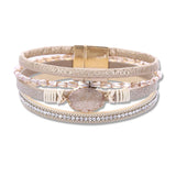Multilayer Leather Crystal Wrap Bracelet for Women