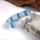 Natural Stone Tube Beads Leather Wrap Bracelet