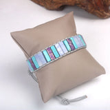 Natural Stone Tube Beads Leather Wrap Bracelet