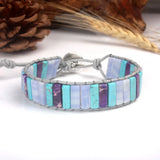 Natural Stone Tube Beads Leather Wrap Bracelet