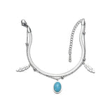 Women's Bracelet Layered Chain Silver Stainless Steel Leaf Charm