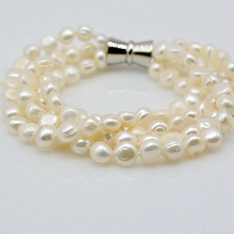 Natural Pearl Bracelet Strand Twist Small Baroque Pearl Bracelet