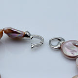 Purple Natural Baroque Pearl Bracelet Silver Coin Shape Pearls Beaded