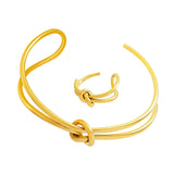 Women's Bracelet Ring Set Twisted Open Stainless Steel Ring Charm Jewelry