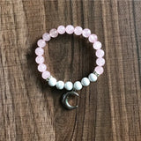 Howlite & Rosequartz Moon Pendant Bracelet Yoga Wrist Bracelet