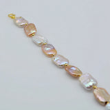 Colorful Natural Pearl Bracelets Rectangular Baroque Pearls Plated Accessories
