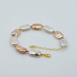 Colorful Natural Pearl Bracelets Rectangular Baroque Pearls Plated Accessories