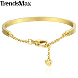 Heart Charm Bangle Rose Stainless Steel Bracelet For Woman
