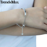 Heart Charm Bangle Rose Stainless Steel Bracelet For Woman