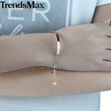 Heart Charm Bangle Rose Stainless Steel Bracelet For Woman