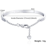 Heart Charm Bangle Rose Stainless Steel Bracelet For Woman