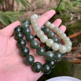 Women's Green Hetian Jade Hand String Nephrite Bracelet
