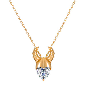 Zircon Bull Horn Pendant Punk Street Women's Necklace