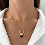 Zircon Bull Horn Pendant Punk Street Women's Necklace
