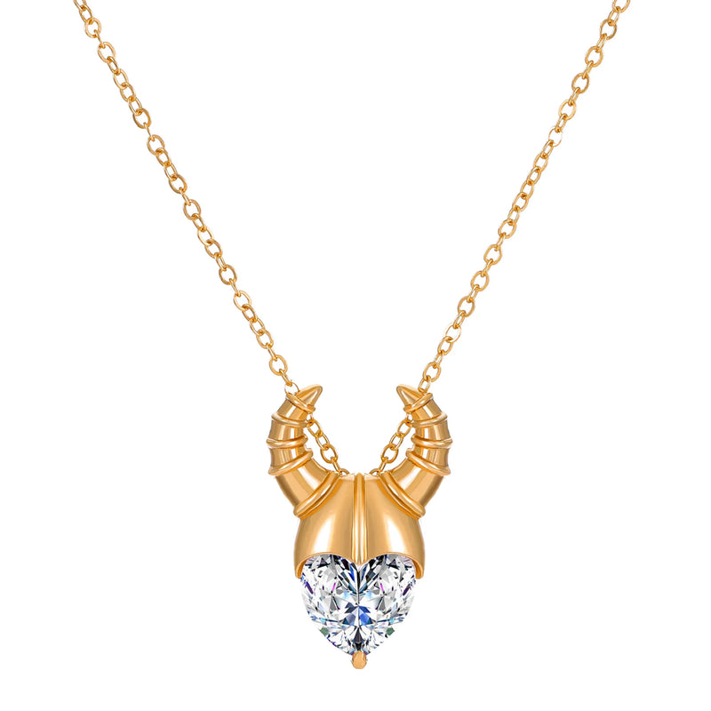 Zircon Bull Horn Pendant Punk Street Women's Necklace