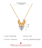 Zircon Bull Horn Pendant Punk Street Women's Necklace