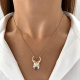 Zircon Bull Horn Pendant Punk Street Women's Necklace