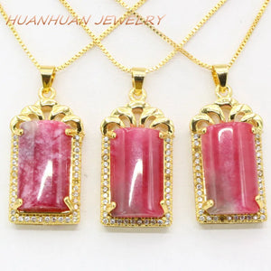 Women's Red Jades Stone Pendant Necklace