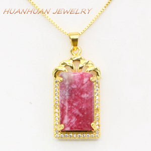 Women's Red Jades Stone Pendant Necklace