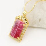 Women's Red Jades Stone Pendant Necklace