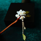 Vintage Chinese Hair Sticks Tassel Hairpin Wooden Hair Bun Forks