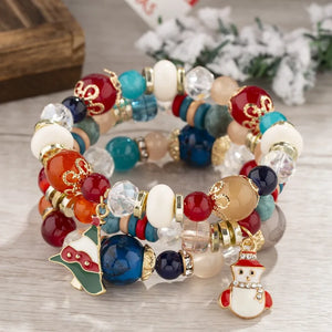 Bohemian Multi-layer Beaded Bracelet with Tree Hat Pendant