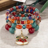 Bohemian Multi-layer Beaded Bracelet with Tree Hat Pendant