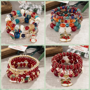 Bohemian Multi-layer Beaded Bracelet with Tree Hat Pendant