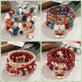 Bohemian Multi-layer Beaded Bracelet with Tree Hat Pendant