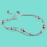 925 Silver Minimalist Bead Chain Ankle Bracelet Beach Jewelry