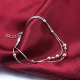 925 Silver Minimalist Bead Chain Ankle Bracelet Beach Jewelry