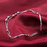 925 Silver Minimalist Bead Chain Ankle Bracelet Beach Jewelry