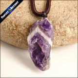 Women's Amethyst Stone Pendant Necklace Purple Crystal Jewelry