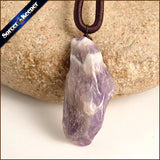 Natural Amethyst Stone Pendant Necklace Quartz Purple Crystal Jewelry