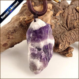 Women's Amethyst Stone Pendant Necklace Purple Crystal Jewelry