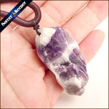 Women's Amethyst Stone Pendant Necklace Purple Crystal Jewelry