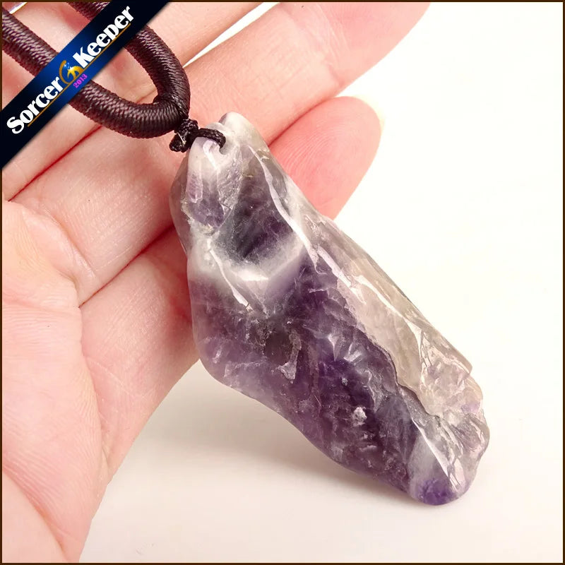 Natural Amethyst Stone Pendant Necklace Quartz Purple Crystal Jewelry
