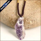 Natural Amethyst Stone Pendant Necklace Quartz Purple Crystal Jewelry