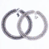 Colorful Rhinestone Necklace Set, Sparkling Jewelry H94815