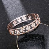 Crystal Clover Bracelet Silver Stainless Steel Wedding Jewelry