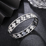 Crystal Clover Bracelet Silver Stainless Steel Wedding Jewelry