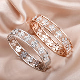 Crystal Clover Bracelet Silver Stainless Steel Wedding Jewelry