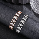 Crystal Clover Bracelet Silver Stainless Steel Wedding Jewelry