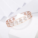 Crystal Clover Bracelet Silver Stainless Steel Wedding Jewelry