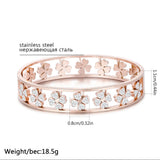 Crystal Clover Bracelet Silver Stainless Steel Wedding Jewelry