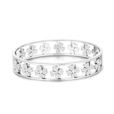 Crystal Clover Bracelet Silver Stainless Steel Wedding Jewelry