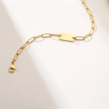 Initial Bracelet Stainless Steel Lara Rectangle Chain with Stamp