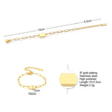 Initial Bracelet Stainless Steel Lara Rectangle Chain with Stamp