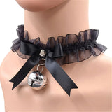 Women's Gothic Lace Bell Choker Necklace Bow Knot Pendant